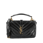 College Mini Chain Bag in Shiny Crackled Leather