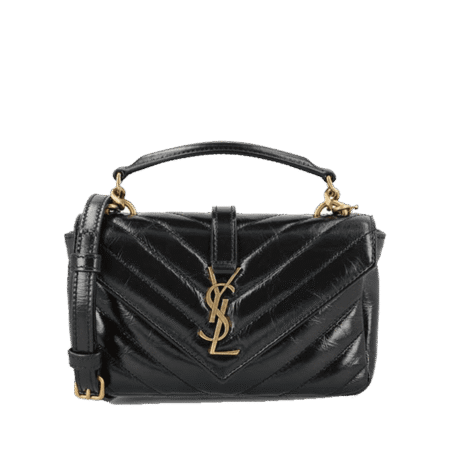 College Mini Chain Bag in Shiny Crackled Leather