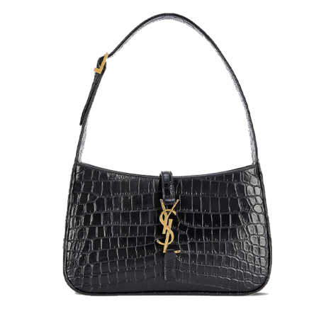 YSL Hobo Bag Crocodile-Embossed Leather
